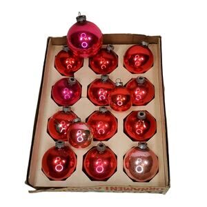 Lot of 12 Vtg Large Shiny Brite Mercury Glass Pink Christmas Ornaments Holiday
